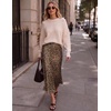 Zeagoo Skirts for Women High Waist Skirt Elegant Midi Skirt Satin(Leopard Print)