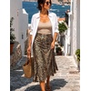 Zeagoo Skirts for Women High Waist Skirt Elegant Midi Skirt Satin(Leopard Print)