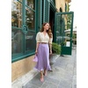 Zeagoo Skirts for Women High Waist Skirt Elegant Midi Skirt Satin(Lilac)