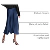 Zeagoo Skirts for Women High Waist Skirt Elegant Midi Skirt Satin(Navy Blue)