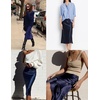 Zeagoo Skirts for Women High Waist Skirt Elegant Midi Skirt Satin(Navy Blue)