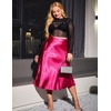 Zeagoo Skirts for Women High Waist Skirt Elegant Midi Skirt Satin(Rose)