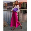 Zeagoo Skirts for Women High Waist Skirt Elegant Midi Skirt Satin(Rose)