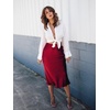 Zeagoo Skirts for Women High Waist Skirt Elegant Midi Skirt Satin(Wine Red)