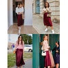 Zeagoo Skirts for Women High Waist Skirt Elegant Midi Skirt Satin(Wine Red)