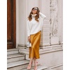 Zeagoo Skirts for Women High Waist Skirt Elegant Midi Skirt Satin(Yellow)