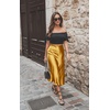 Zeagoo Skirts for Women High Waist Skirt Elegant Midi Skirt Satin(Yellow)