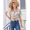 Zeagoo Women Button Down Shirts Puff Short Sleeve Blouses Chiffon Tops(Apricot-an443)