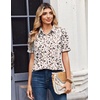 Zeagoo Women Button Down Shirts Puff Short Sleeve Blouses Chiffon Tops(Apricot-an443)