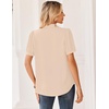 Zeagoo Women Button Down Shirts Puff Short Sleeve Blouses Chiffon Tops(Beige-stb)