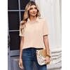 Zeagoo Women Button Down Shirts Puff Short Sleeve Blouses Chiffon Tops(Beige-stb)