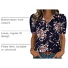 Zeagoo Women Button Down Shirts Puff Short Sleeve Blouses Chiffon Tops(Black Pink Flowers-bf332)