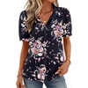 Zeagoo Women Button Down Shirts Puff Short Sleeve Blouses Chiffon Tops(Black Pink Flowers-bf332)