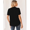 Zeagoo Women Button Down Shirts Puff Short Sleeve Blouses Chiffon Tops(Black-b)
