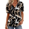 Zeagoo Women Button Down Shirts Puff Short Sleeve Blouses Chiffon Tops(Black-cx312)