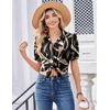 Zeagoo Women Button Down Shirts Puff Short Sleeve Blouses Chiffon Tops(Black-cx312)