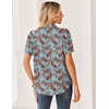 Zeagoo Women Button Down Shirts Puff Short Sleeve Blouses Chiffon Tops(Blue Boho-mz899)