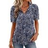 Zeagoo Women Button Down Shirts Puff Short Sleeve Blouses Chiffon Tops(Bohemia-mz473)