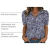 Zeagoo Women Button Down Shirts Puff Short Sleeve Blouses Chiffon Tops(Bohemia-mz473)
