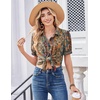 Zeagoo Women Button Down Shirts Puff Short Sleeve Blouses Chiffon Tops(Boho-mz721)