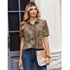 Zeagoo Women Button Down Shirts Puff Short Sleeve Blouses Chiffon Tops(Boho-mz721)