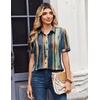Zeagoo Women Button Down Shirts Puff Short Sleeve Blouses Chiffon Tops(Multicolor-cx289)