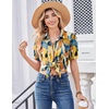 Zeagoo Women Button Down Shirts Puff Short Sleeve Blouses Chiffon Tops(Multicolor-jh579)