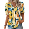 Zeagoo Women Button Down Shirts Puff Short Sleeve Blouses Chiffon Tops(Multicolor-jh579)