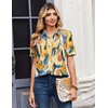Zeagoo Women Button Down Shirts Puff Short Sleeve Blouses Chiffon Tops(Multicolor-jh579)
