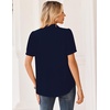 Zeagoo Women Button Down Shirts Puff Short Sleeve Blouses Chiffon Tops(Navy Blue-nb)