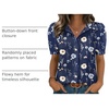 Zeagoo Women Button Down Shirts Puff Short Sleeve Blouses Chiffon Tops(Navy Flowers-bf318)