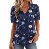 Zeagoo Women Button Down Shirts Puff Short Sleeve Blouses Chiffon Tops(Navy Flowers-bf318)