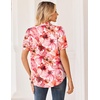 Zeagoo Women Button Down Shirts Puff Short Sleeve Blouses Chiffon Tops(Pink Flowers-wf97)