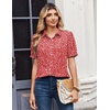 Zeagoo Women Button Down Shirts Puff Short Sleeve Blouses Chiffon Tops(Red Dot-jh590)