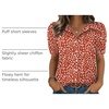 Zeagoo Women Button Down Shirts Puff Short Sleeve Blouses Chiffon Tops(Red Dot-jh590)