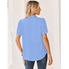 Zeagoo Women Button Down Shirts Puff Short Sleeve Blouses Chiffon Tops(Sky Blue-clb)