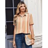Zeagoo Women Button Down Shirts Puff Short Sleeve Blouses Chiffon Tops(Stripes-tw720)