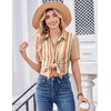 Zeagoo Women Button Down Shirts Puff Short Sleeve Blouses Chiffon Tops(Stripes-tw720)