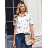 Zeagoo Women Button Down Shirts Puff Short Sleeve Blouses Chiffon Tops(White Flowers-bf290)