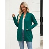 Zeagoo Women Long Cardigan Sweaters Lightweight Open Front Duster Knit Fashion Sweater Coats Trendy Cardigans with Pocket(Green)