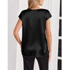 Zeagoo Women Satin V Neck Blouse Cap Short Sleeve Business Casual Top S-2XL(Black)
