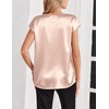 Zeagoo Women Satin V Neck Blouse Cap Short Sleeve Business Casual Top S-2XL(Champagne)