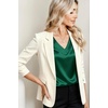 Zeagoo Women Satin V Neck Blouse Cap Short Sleeve Business Casual Top S-2XL(Green)