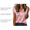 Zeagoo Women Satin V Neck Blouse Cap Short Sleeve Business Casual Top S-2XL(Pink)