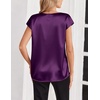 Zeagoo Women Satin V Neck Blouse Cap Short Sleeve Business Casual Top S-2XL(Purple)