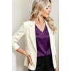 Zeagoo Women Satin V Neck Blouse Cap Short Sleeve Business Casual Top S-2XL(Purple)