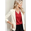 Zeagoo Women Satin V Neck Blouse Cap Short Sleeve Business Casual Top S-2XL(Red)