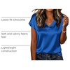 Zeagoo Women Satin V Neck Blouse Cap Short Sleeve Business Casual Top S-2XL(Sky Blue)