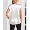Zeagoo Women Satin V Neck Blouse Cap Short Sleeve Business Casual Top S-2XL(White)