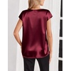 Zeagoo Women Satin V Neck Blouse Cap Short Sleeve Business Casual Top S-2XL(Wine Red)